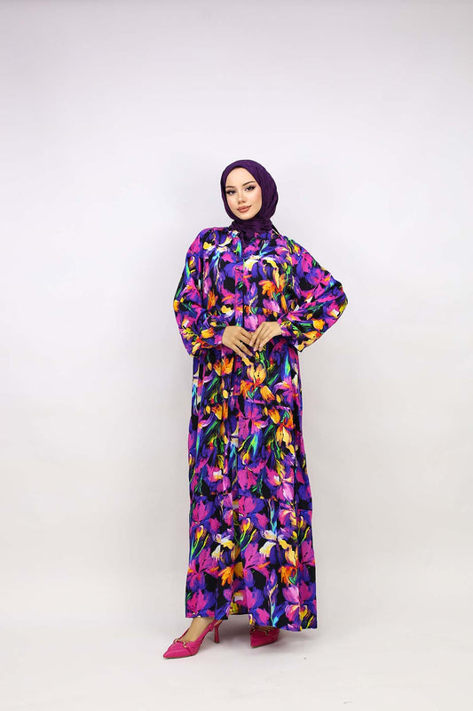 LALE DESENLİ ELBİSE